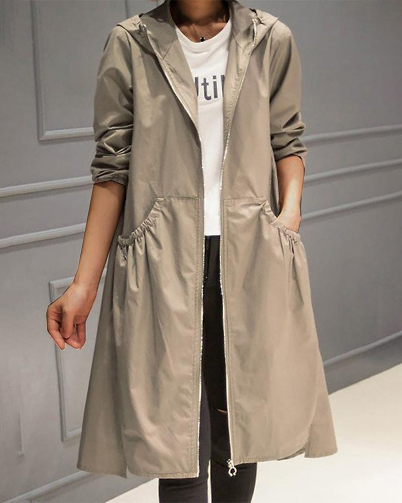 WW | Mid-length hooded jacket in Korean style