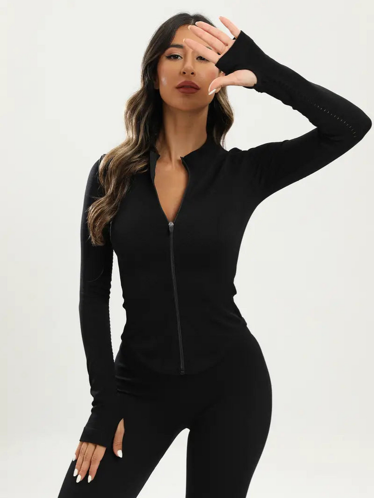 WW | Schwarze Damen Yoga & Pilates Jacke Slim Fit Und Bequem