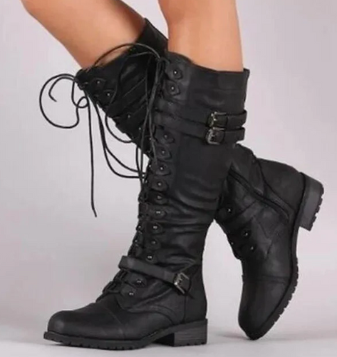 W&W Mode | Retro Schnürstiefel Mit Schnalle