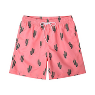 WW | Herren Schwimmshorts Männer Sommer Shorts Mit Kaktusdruck Rosa