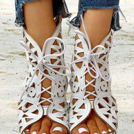 WW | Flache Sandalen Im Ethnischen Stil Mit Aussparung