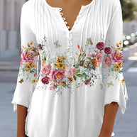 WW | Blumen gestickte Bluse mit Ärmeln für Frauen