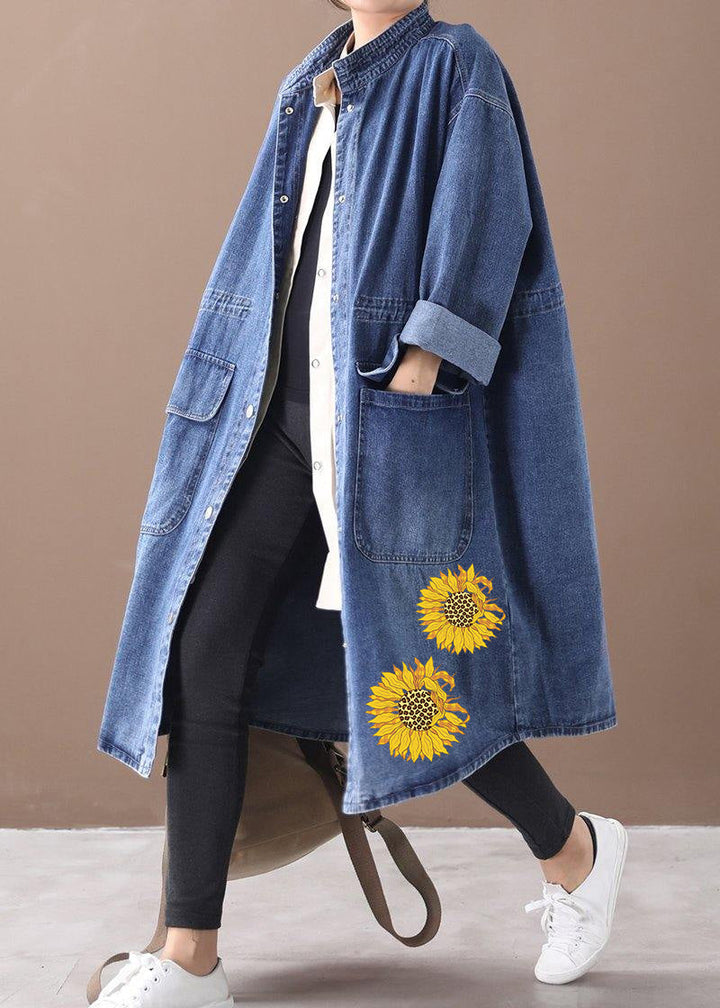 W&W Mode | Denim Blauer Plus Size Trenchcoat Mit Kordelzug