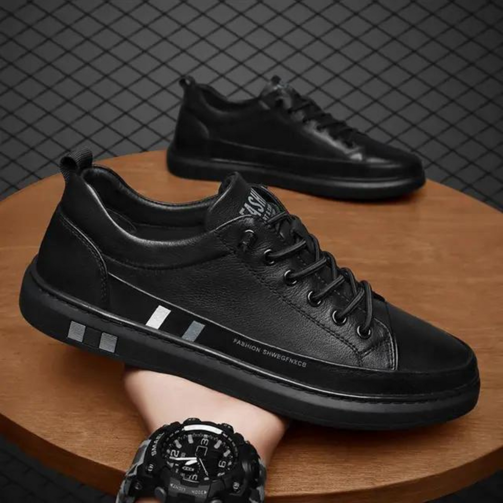 WW | Leder Herren Sneakers Mit Buchstabenprint