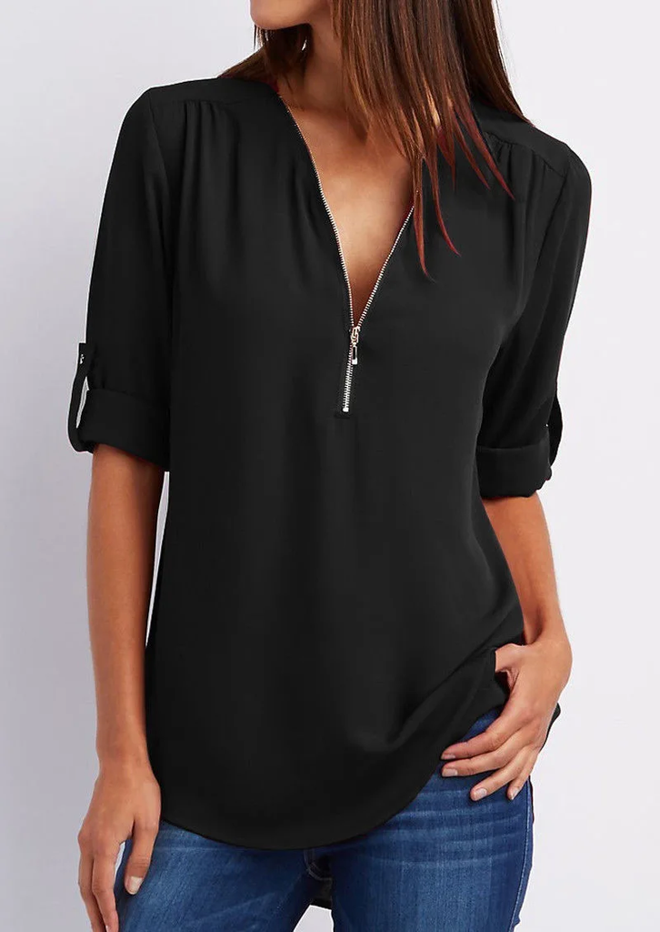 WW | Chiffonbluse mit Reißverschluss
