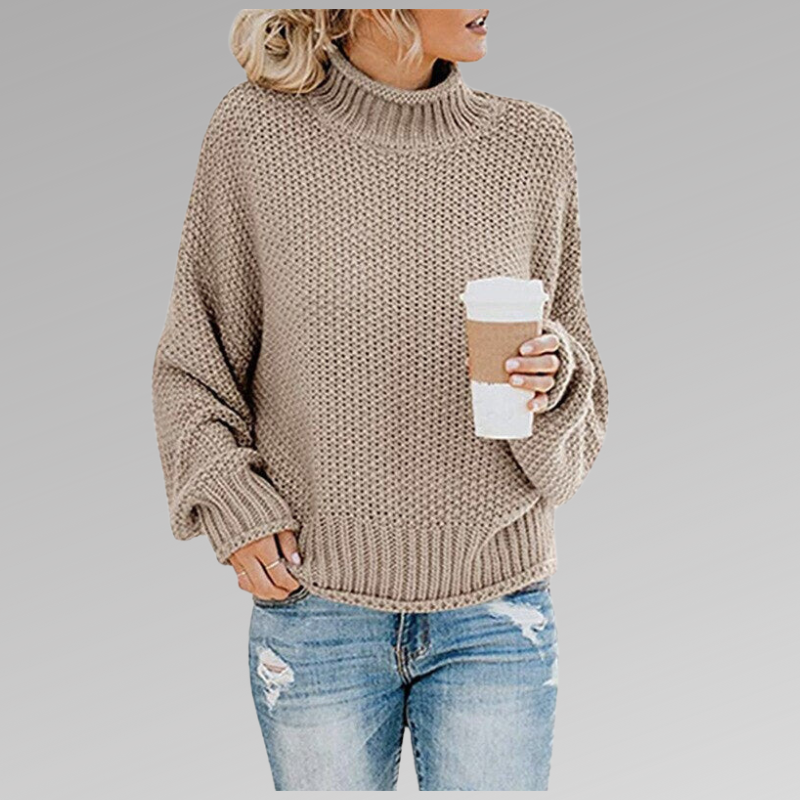 W&W Mode - Damen gemütlicher Strickrollkragenpullover