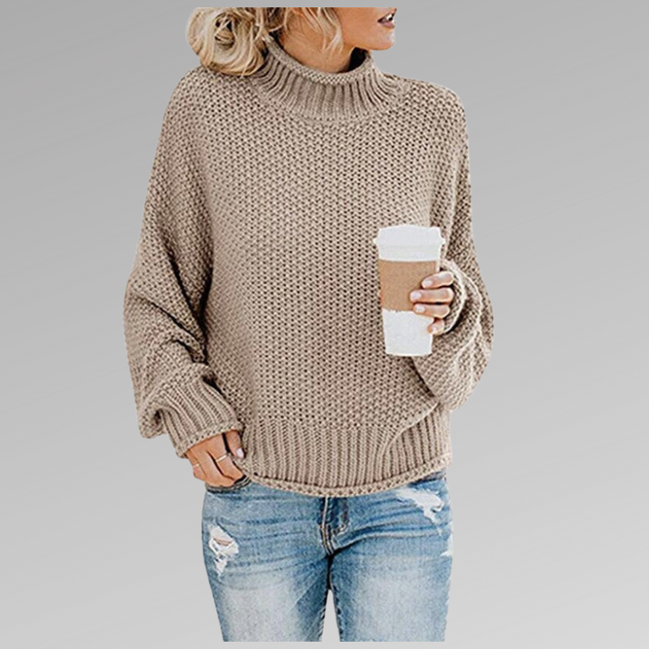 W&W Mode - Damen gemütlicher Strickrollkragenpullover