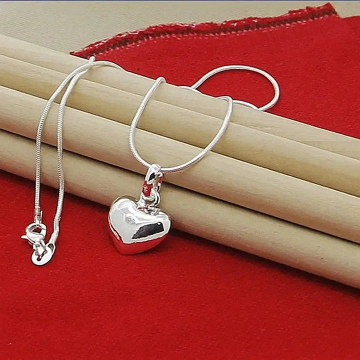 W&W Mode | Sterling Silber Massiv Herz Kette Schlangenkette Für Damen
