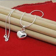 WW | Sterling Silber Massiv Herz Kette Schlangenkette Für Damen