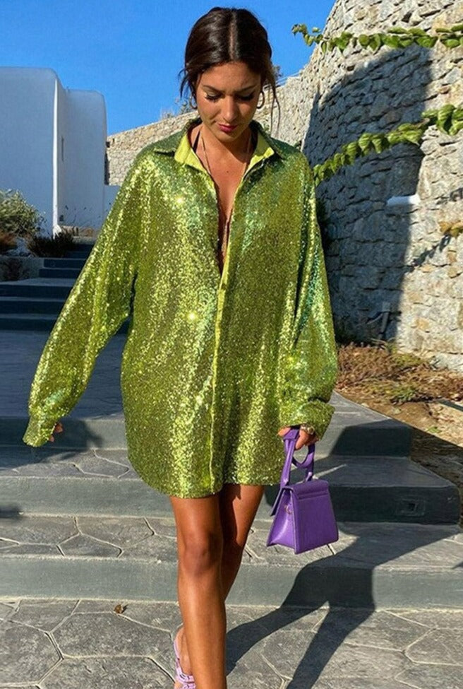 W&W Mode - Extragroßes Glitzerhemd für Damen