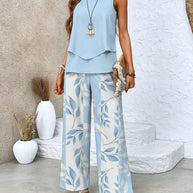 WW | Stilvolles Blumenmuster Top und Hosen Set