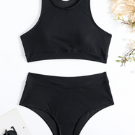 WW | Damen Sportlicher High Waist Bikini Frauen Schwimmbekleidung