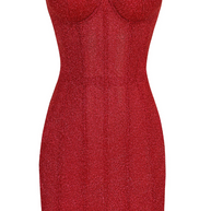 WW | Trägerlos Glitzer Rot Korsett Mini Kleid