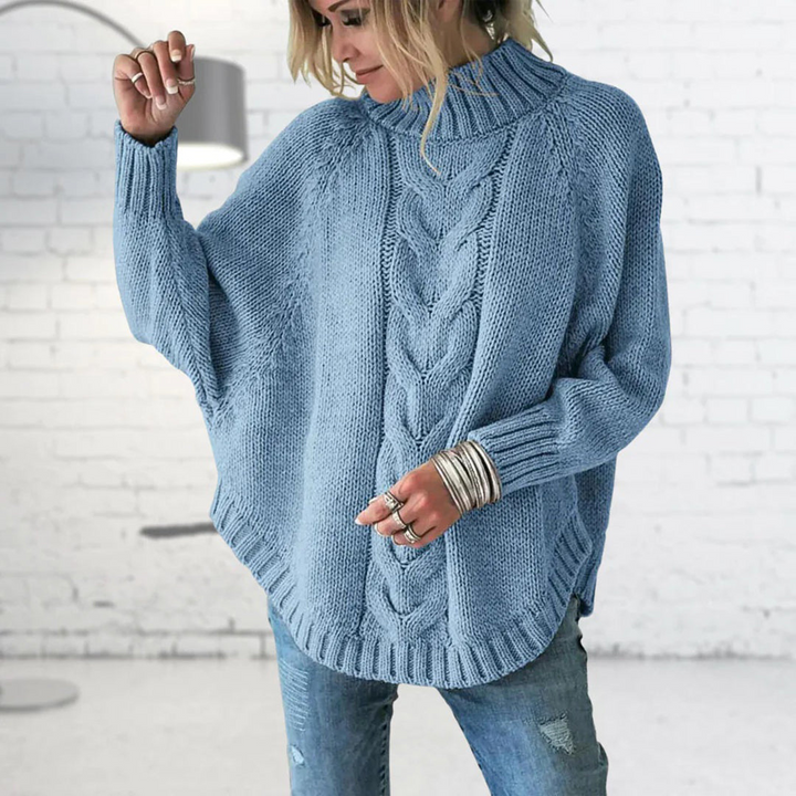 W&W Mode - Damen grob gestrickter Rollkragenpullover