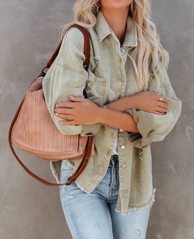W&W Mode Denim Overshirt | Trendiges Shirt in Übergröße für Frauen