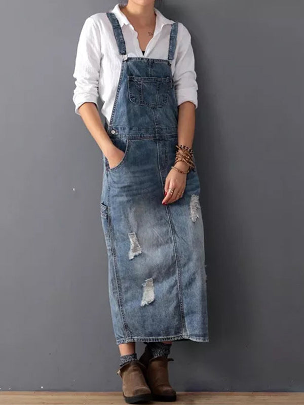 W&W Mode | Lässiges Denim-Latzkleid