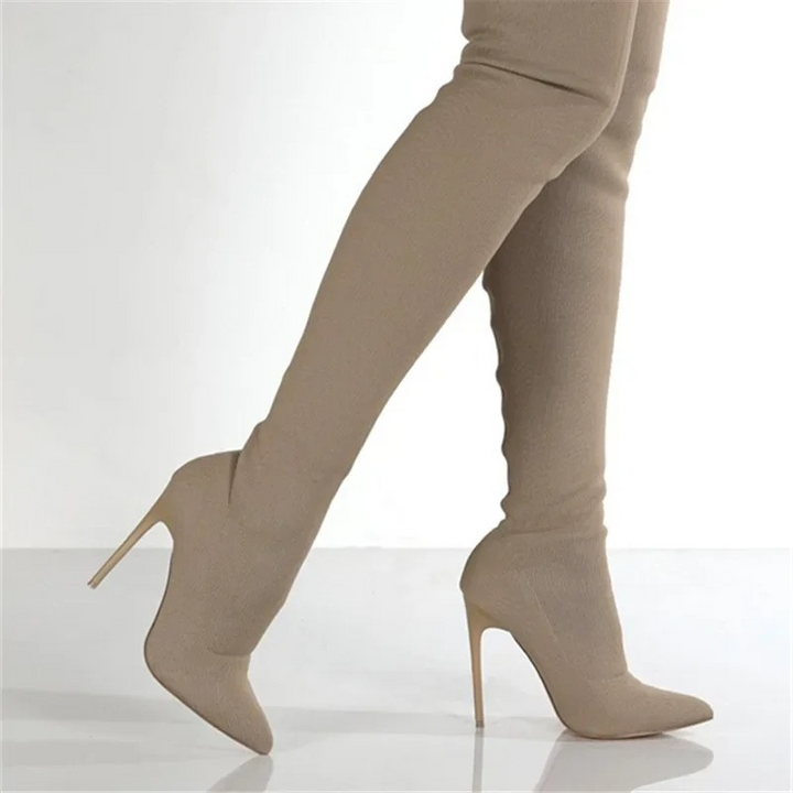 W&W Mode | Overknee Stretch Stiletto Stiefel Elegante Damen Stiefel