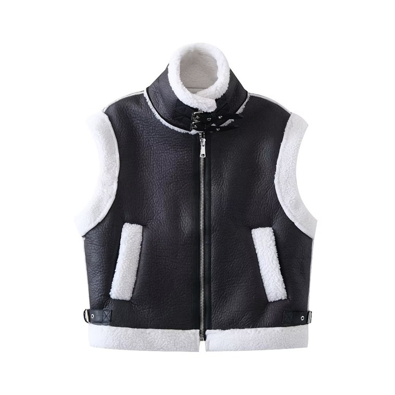 WW | Schwarze Strickjacke mit Pelz für Damen