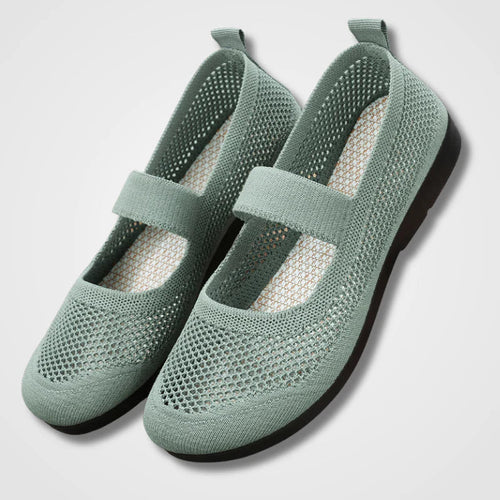 W&W Mode | Orthopädische Luftige Gestrickte Riemenflachschuhe