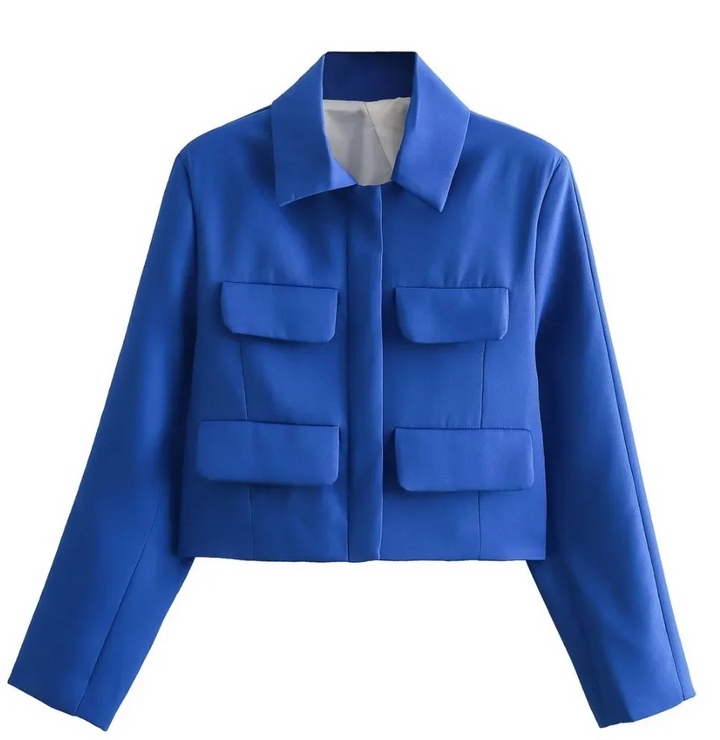 W&W Mode | Bomberjack Damen Kurzjacke mit Vier Fronttaschen und Minimalistischem Design
