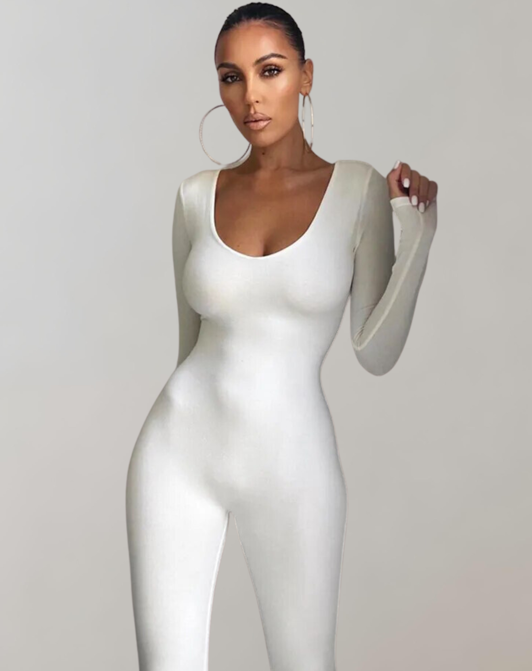 WW - Langärmeliger Schlitzausschnitt Jumpsuits
