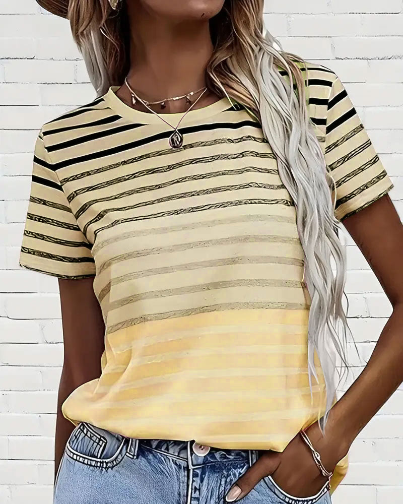 WW | T-Shirt Rundhals Kurzarm Gestreift