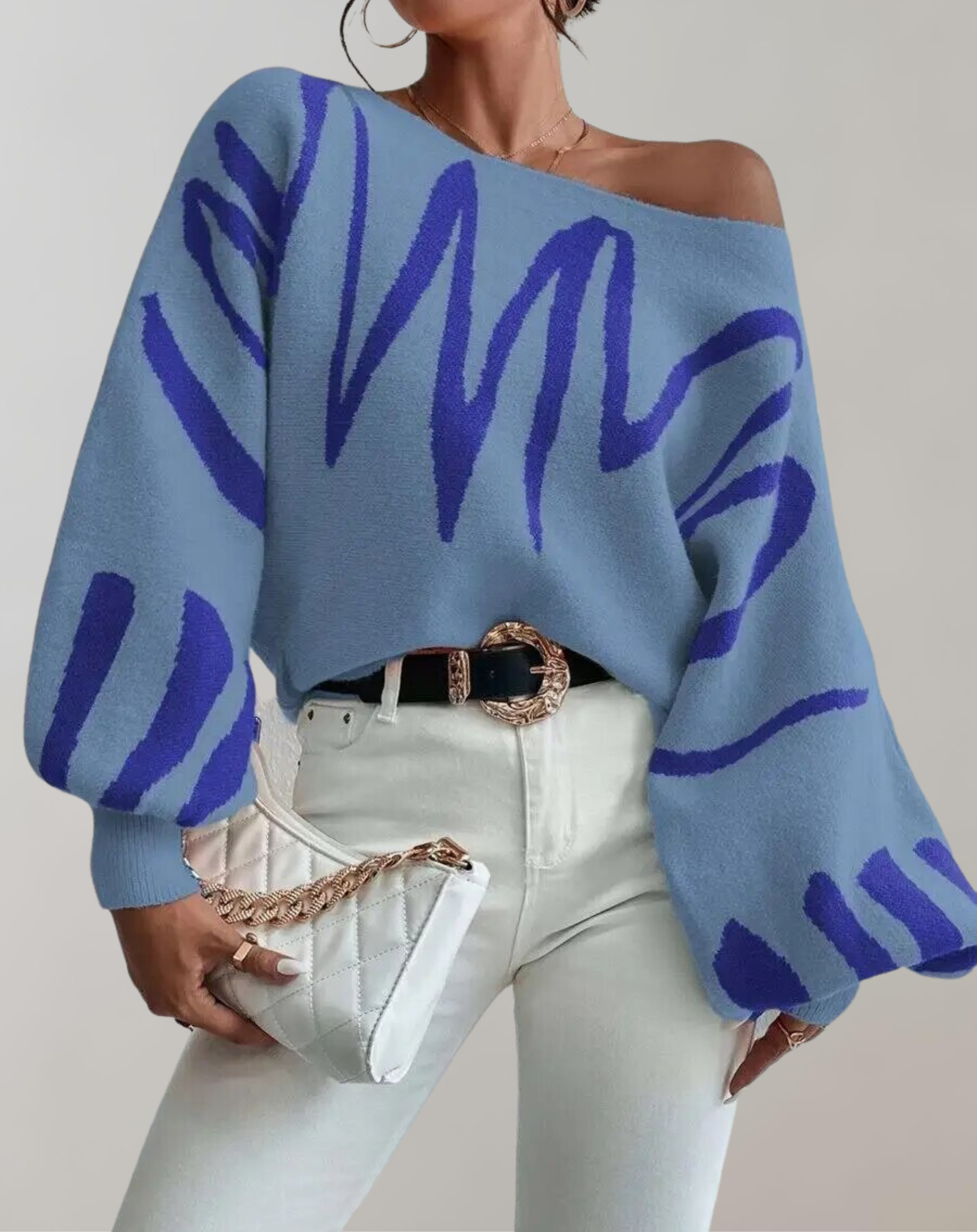 WW - Print Laternenärmel Off-Shoulder