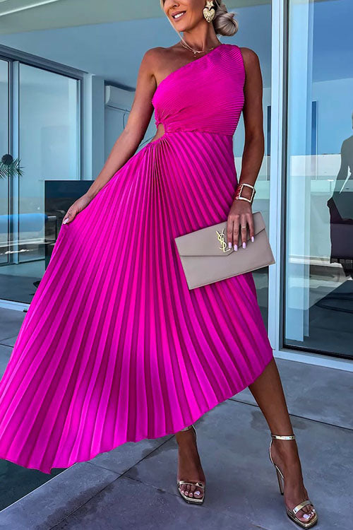 W&W Mode | Rosiedress Ein-Schulter Cut-Out Taille Unregelmäßig Plissiertes Abendkleid