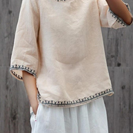 WW | Bequeme Leinenbluse Mit Zarten Stickereien