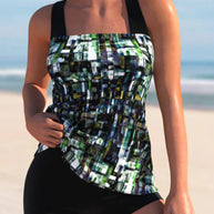 WW – Tankinis mit eckigem Ausschnitt und Aufdruck