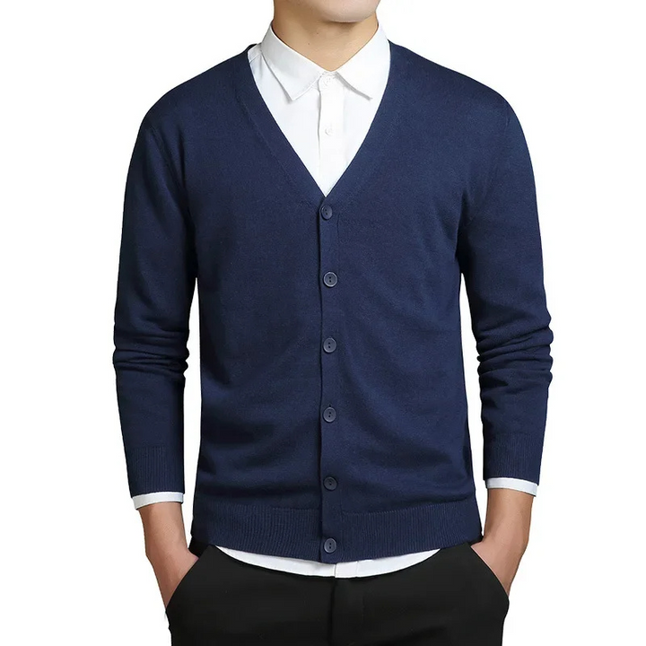 W&W Mode | Herren Strickjacke Mit Knöpfen, V-ausschnitt, Leichtes Material, Slim Fit Design