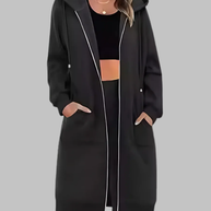 WW | Lässige Zip-Up Übergroße Lange Jacke