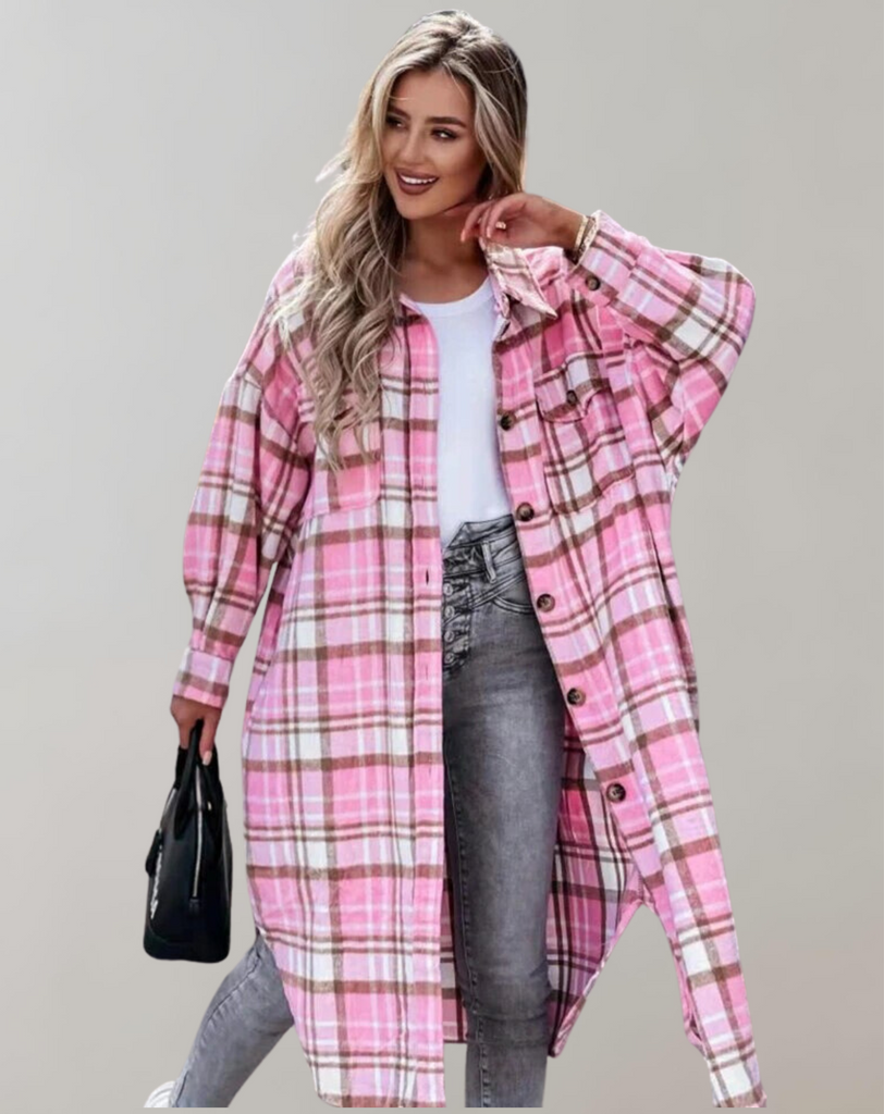 WW | Mode Langer Karierter Mantel