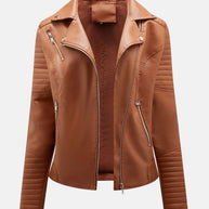 WW | Damen Lederjacke ohne Kapuze - Stilvolle Bikerjacke