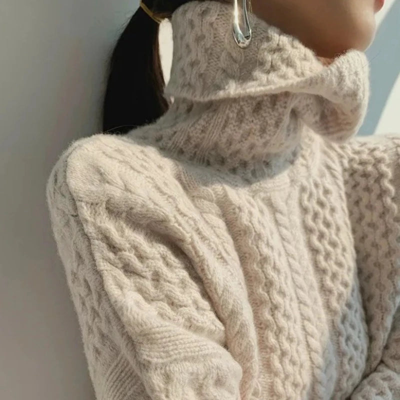 WW | Luxuriöser Kaschmir-Rollkragenpullover mit Karomuster