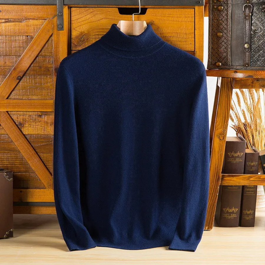 WW | Herren Wollpullover Mit Rollkragen Und Schlankem Design