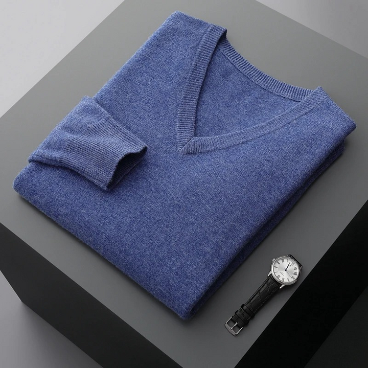 W&W Mode Herren Pullover V-Ausschnitt langarm Strick
