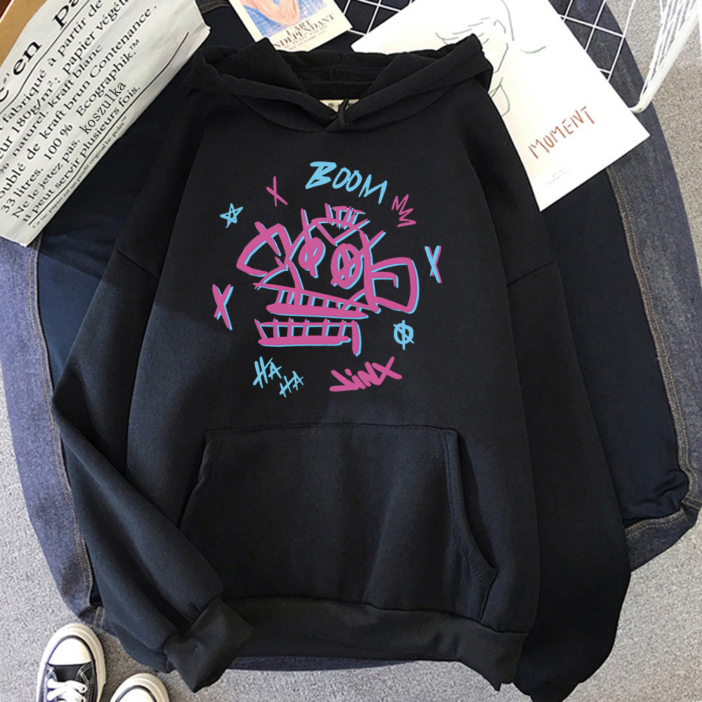 WOLFF | Arcane Hoodie Harajuku Stil Jinx und Ekko