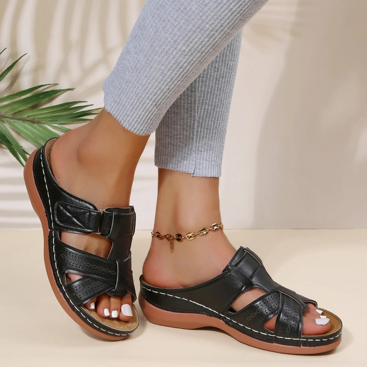 W&W Mode | orthopädische Ledersandalen für Frauen mit offener Zehenpartie
