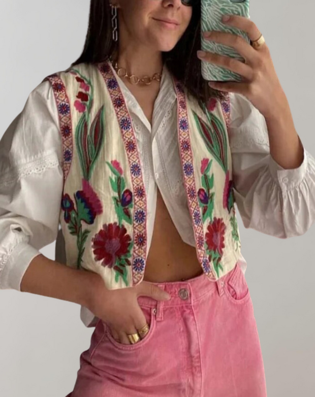 WW | Weste Mit Blumenstickerei Jacken