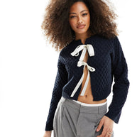 WW | Kontrast Kurzer Binde-Cardigan