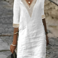 WW | Damen Baumwoll-Leinen Kleid Lässig & Bequem