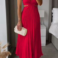 WW | Gefaltetes ausgeschnittenes Midi-Kleid für Damen