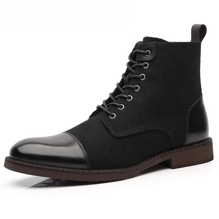 W&W Mode | Stylische Herrenschuhe Stiefel Mit Leder Und Stoffeinsatz