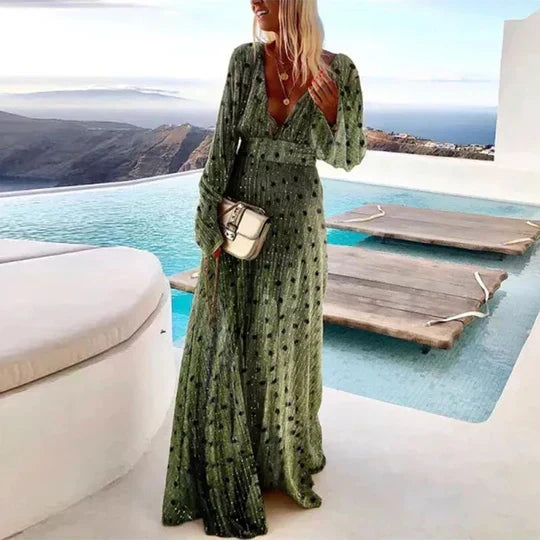 Damen Plisseekleid in Maxilänge mit figurbetontem Fall