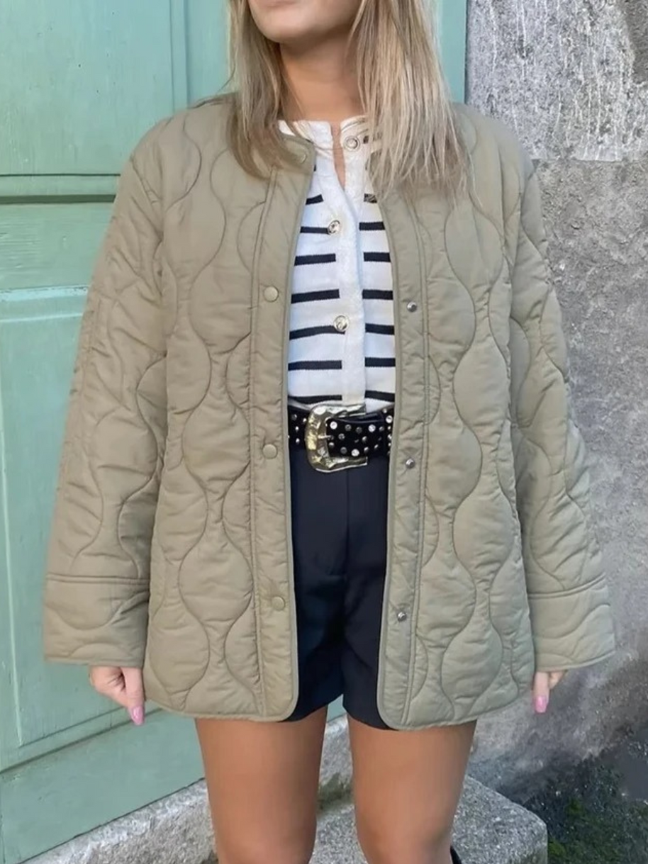 WW | Gepolsterte Jacke Damen, Leichtes Übergröße Modell Mit Taschen, Knopfverschluss