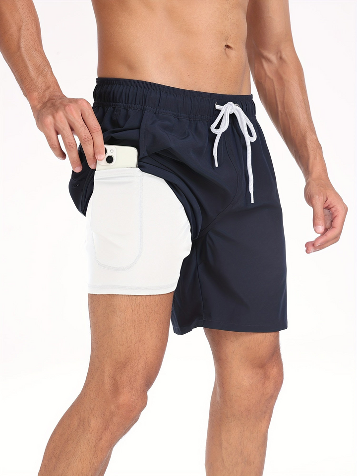 W&W Mode | Schnell Trocknende Herren Badehose Doppelschicht Design