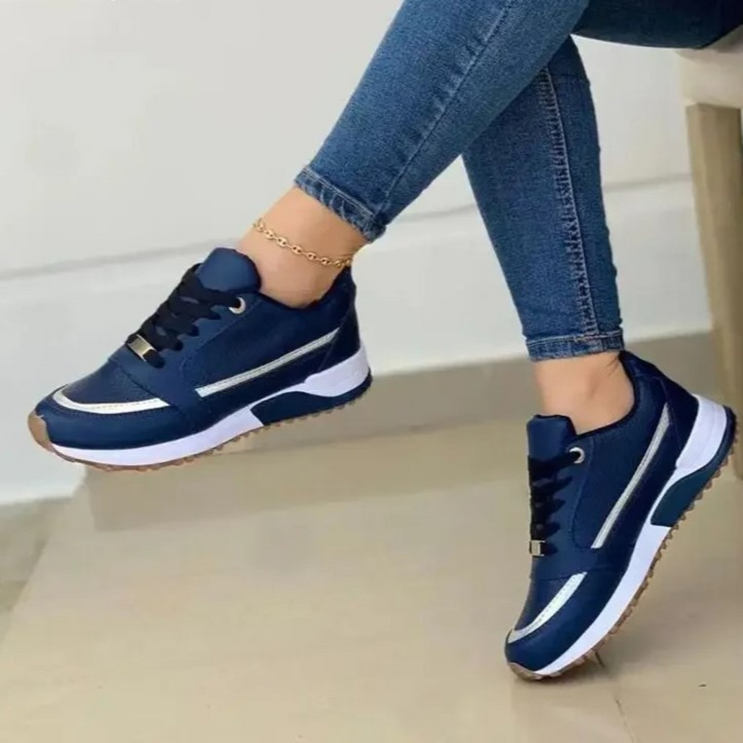 W&W Mode | Sportlicher Stil Leder weiß weich Sohle Damen Schuhe
