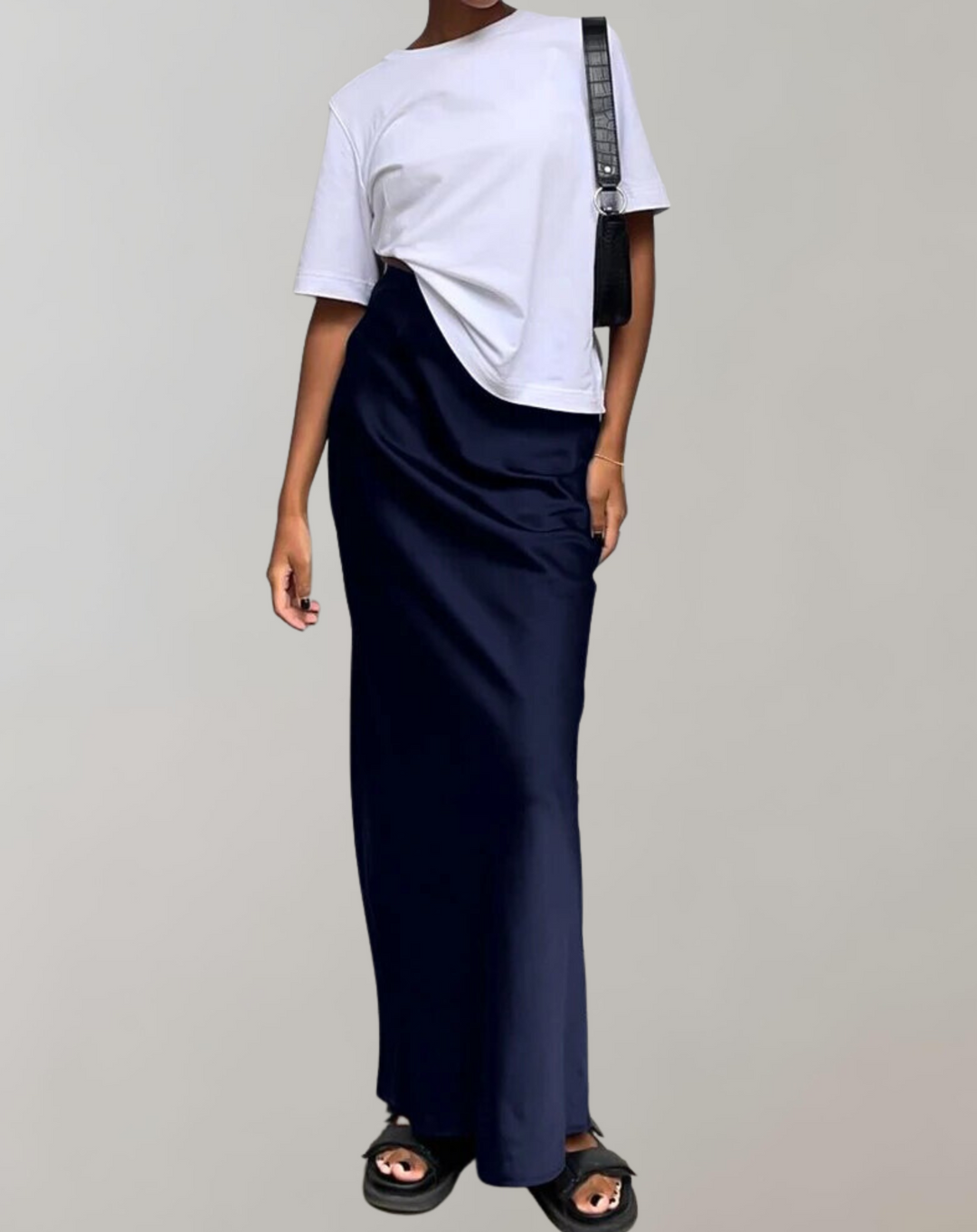Damen Satin-Maxikleid in Trompetenform