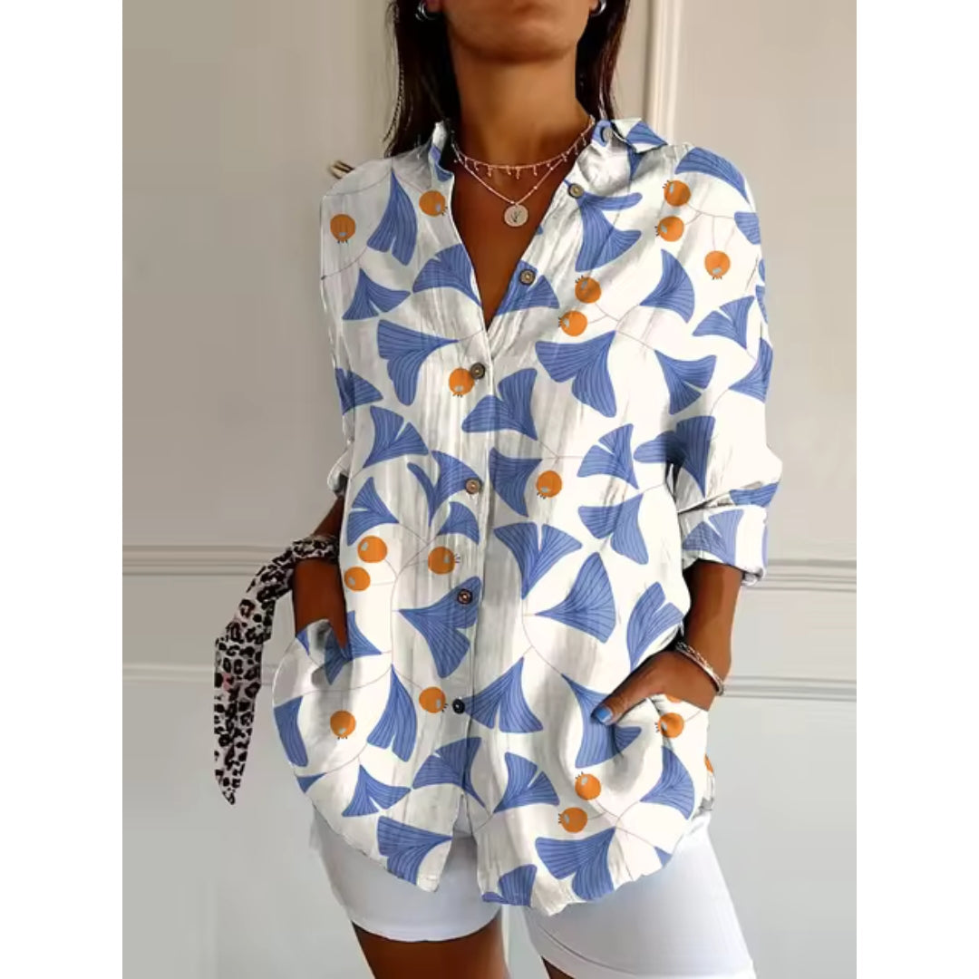 W&W Mode | Leichtes Langärmeliges Hemd Mit Blumenmuster Für Damen